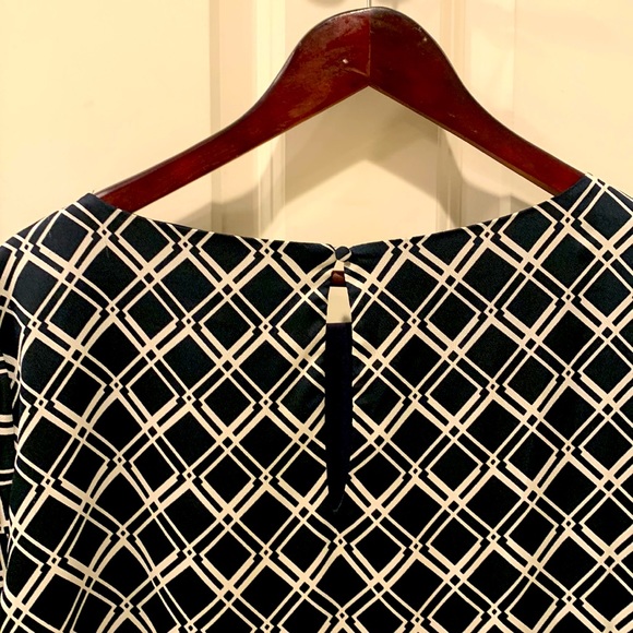 Banana Republic navy blue and white geometric print lined dress. Size 14. - Picture 3 of 4